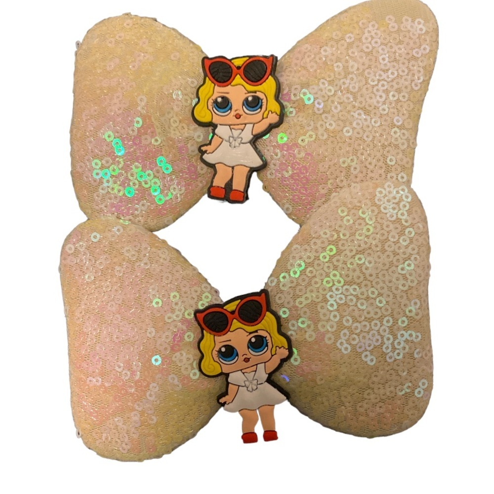 NWOT! L.O.L. SURPRISE! Sequin Character Bow 2 pc Hair Clip Set